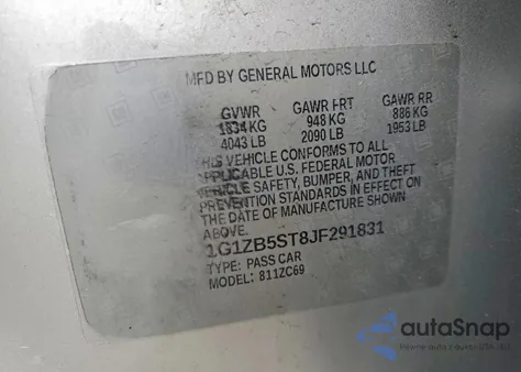 2018 Chevrolet Malibu Ls z USA, uszkodzony, nr VIN 1G1ZB5ST8JF291831